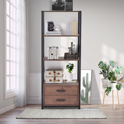 bookcase bookshelf wide inch drawers shelf storage nyberg standard metal
